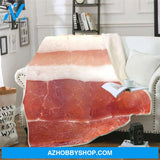 Pork 3D Printed Blanket, Funny Fleece Blanket, Food Blanket Gift For Friend Family Birthday Gift Home Decor Bedding Couch Sofa Soft and Comfy Cozy