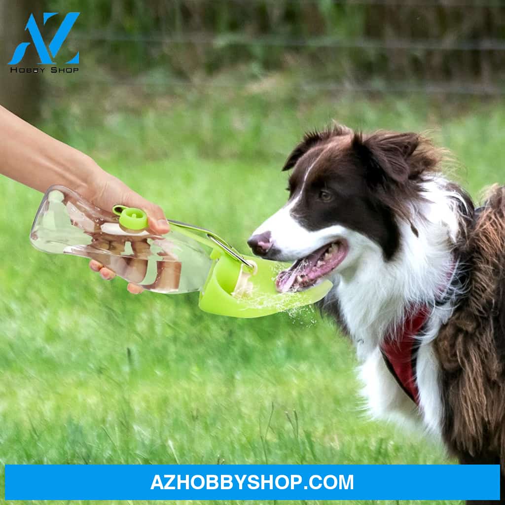 Portable Pet Water Dispenser Feeder Leak Proof With Drinking Cup Dish Bowl Dog Bottle