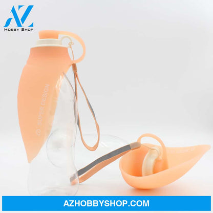 Portable Pet Water Dispenser Feeder Leak Proof With Drinking Cup Dish Bowl Dog Bottle Orange