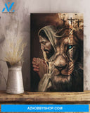 Portrait God Canvas - Bible Verse Wall Art - Jesus and lion - Just pray Canvas