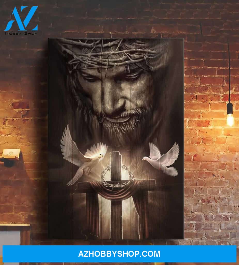 Portrait God Canvas - Bible Verse Wall Art - Jesus - Beautiful doves Canvas