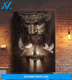 Portrait God Canvas - Bible Verse Wall Art - Jesus - Beautiful doves Canvas