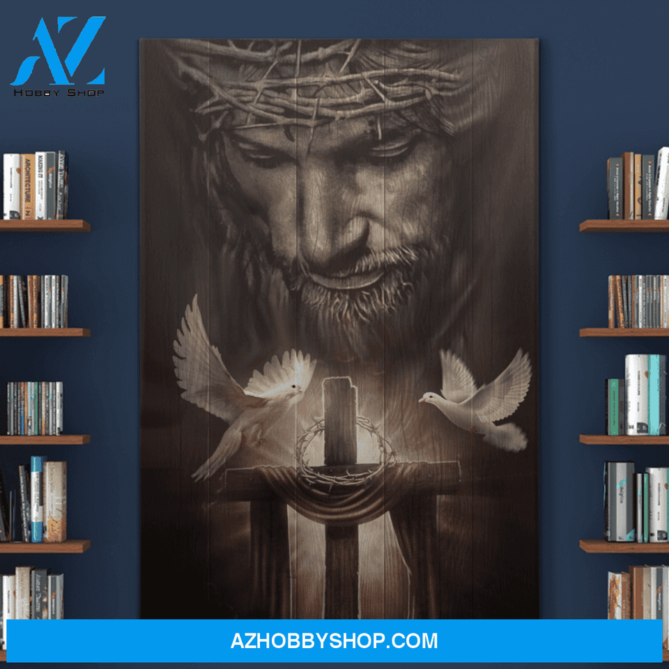 Portrait God Canvas - Bible Verse Wall Art - Jesus - Beautiful doves Canvas
