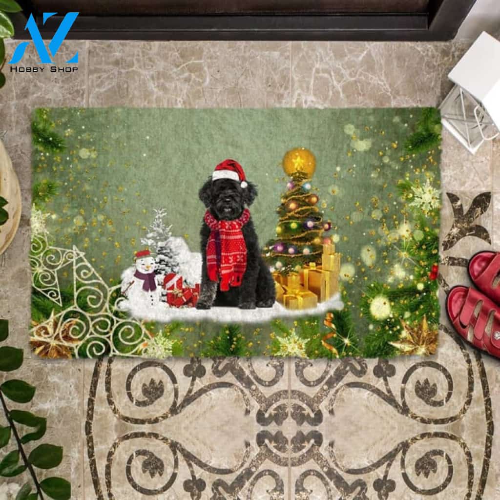 Portuguese Water Dog Merry Christmas Doormat