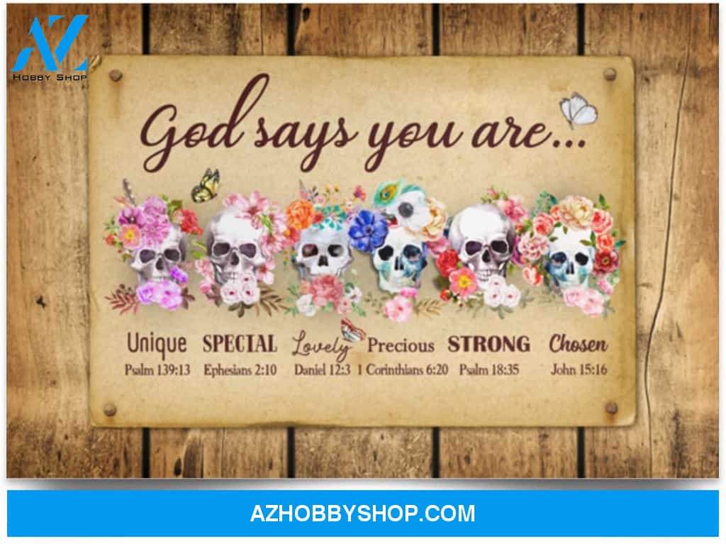 Poster Inspiration God Says You Are Unique Special Lovely Strong – Skull 