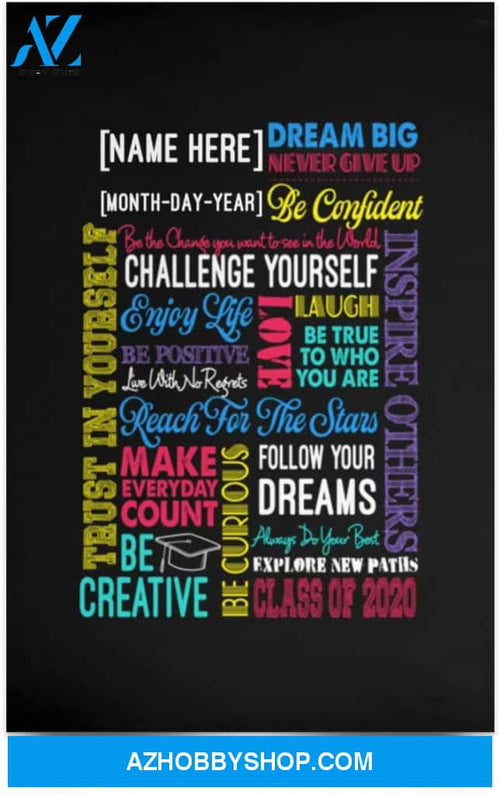 Poster Motivational Graduation Gifts  Grad Party Inspirational Grad Personalized Gifts Family Unisex Awesome On Birthday Decor Home Durable