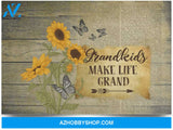 Poster Motivational Grandkids Make Life Grand – Grandparents Gifts Family Unisex Awesome On Birthday Decor Home Durable