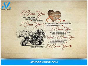 Poster Motivational I Choose You Hand In Hand Side By Side Biker Motocycle