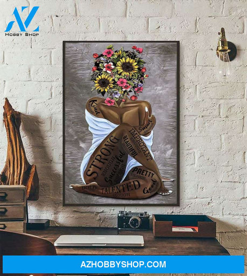 African American Poster, Pot Head Flowers Poster, Floral Girl Art Prints, Black Girl Magic, You Are Enough Wrapped Canvas And Poster, Wall Decor Visual Art