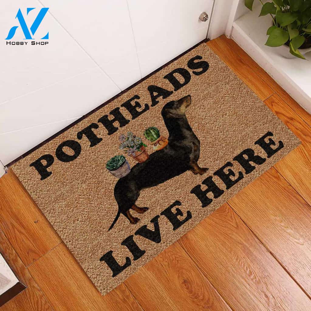 Potheads Live Here Dachshund Indoor And Outdoor Doormat Gift For Dachshund Dog Lovers Gift For Garden Lovers Birthday Gift Decor Warm House Gift Welcome Mat