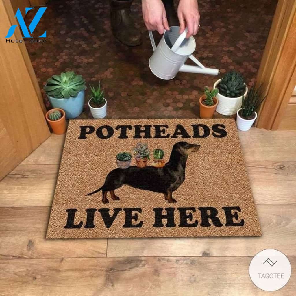 Potheads Live Here Garden Dachshund Doormat
