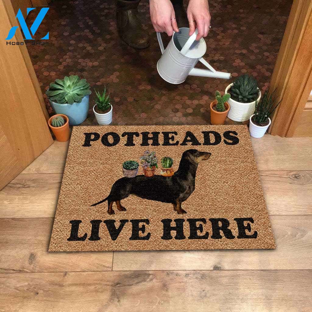 Potheads Live Here Garden Dachshund Doormat | Welcome Mat | House Warming Gift