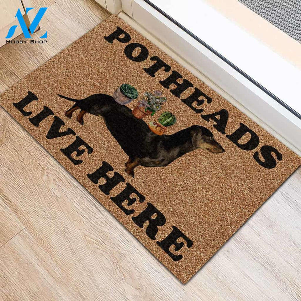 Potheads Live Here Garden Dachshund Welcome Mat Housewarming Gift Home Decor Gift For Dog Lovers Funny Doormat