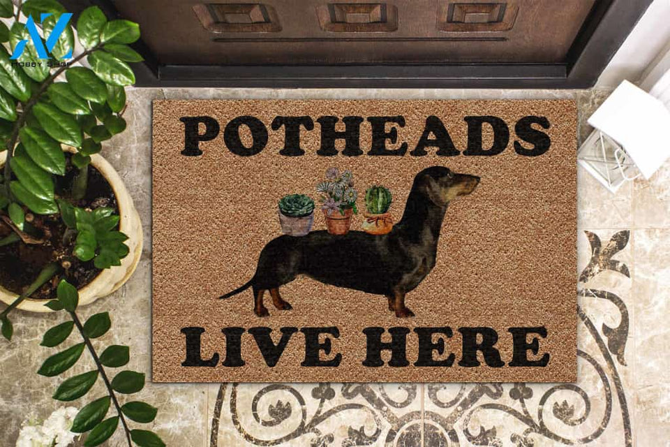 Potheads Live Here Garden Dachshund Welcome Mat Housewarming Gift Home Decor Gift For Dog Lovers Funny Doormat