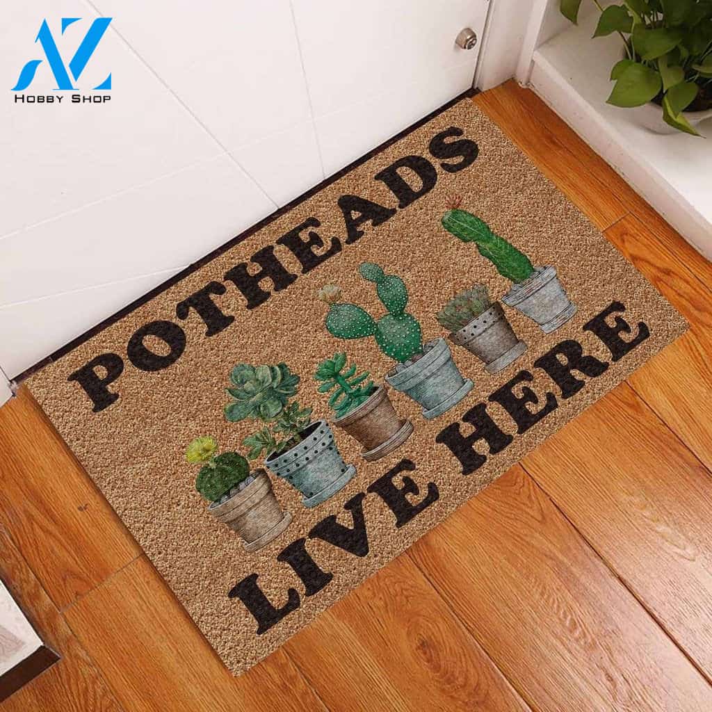 Potheads Live Here Succulent Funny Indoor And Outdoor Doormat Warm House Gift Welcome Mat Birthday Gift For Garden Lovers