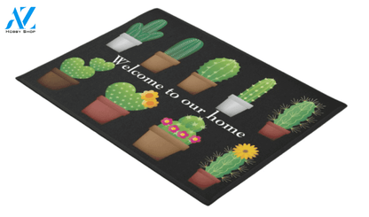 Potted Cactus Flower Doormat Indoor And Outdoor Mat Entrance Rug Sweet Home Decor Closing Gift Gift For Friend Family Flower Lovers Gift Idea