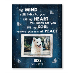 Personalized Pet Loss Gifts, Custom Pet Memorial, My Mind Still Talks To You Canvas