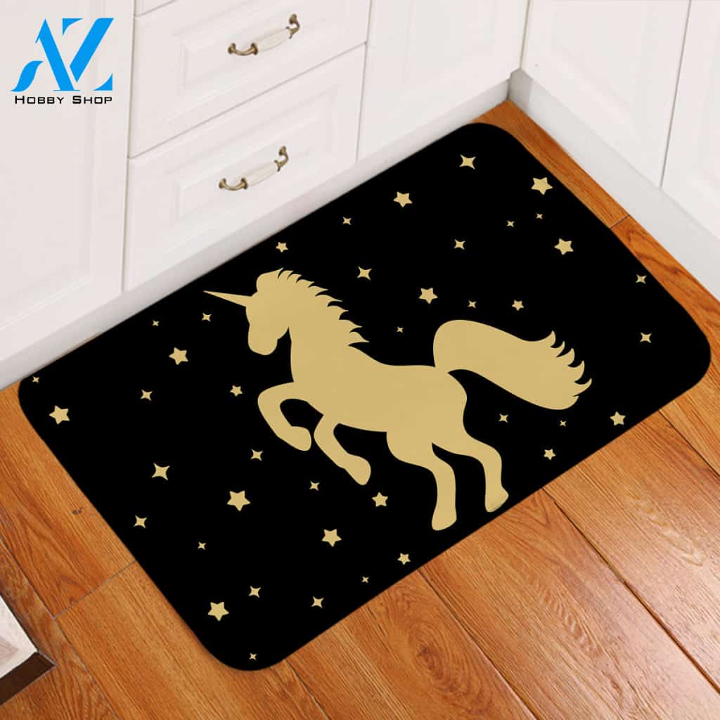 Prancing Unicorn Starry Door Mat