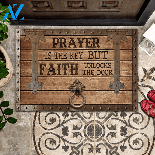 Prayer Is the Key But Faith Unlocks the Door Indoor And Outdoor Doormat Gift For Friend Family Birthday Gift Decor Warm House Gift Welcome Mat