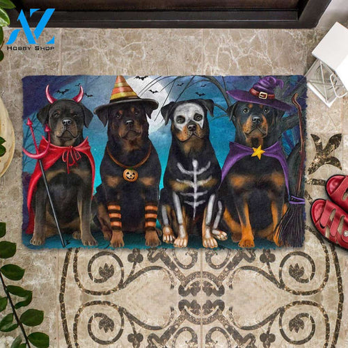 Premium Rottweiler Halloween Indoor and Outdoor Doormat Warm House Gift Welcome Mat Gift For Dog Lover , Gift For Friend Family, Gift For Halloween