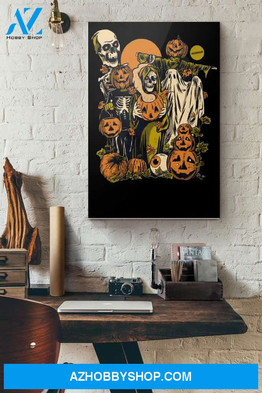 Premium Skeleton Pumpkin Happy Halloween Canvas And Poster, Wall Decor Visual Art, Halloween Gift, Happy Halloween