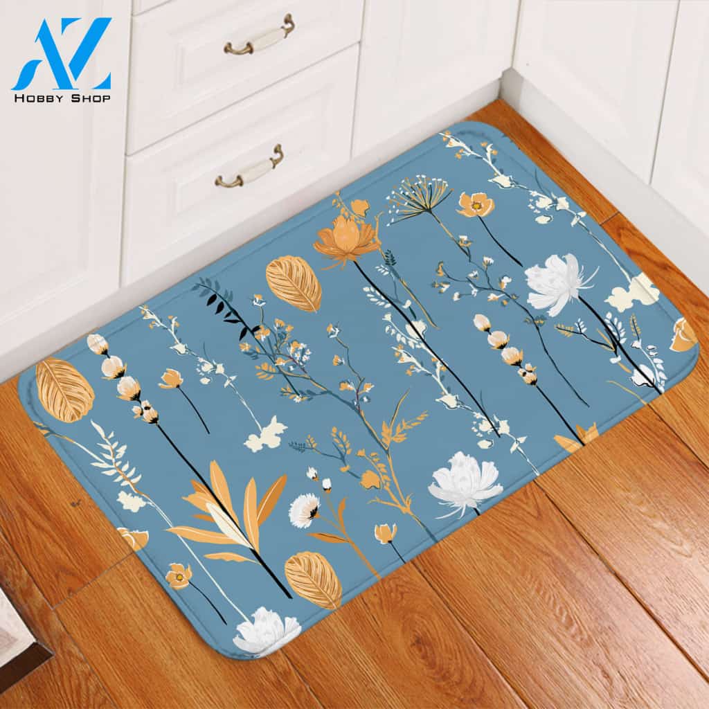 Pretty Plant Indigo Door Mat