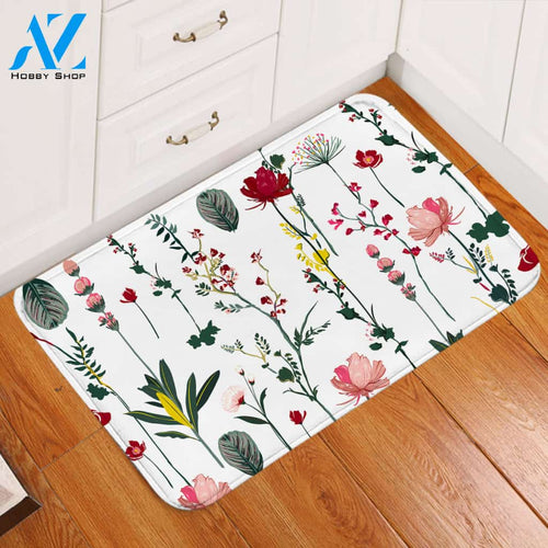 Pretty Plants White Door Mat