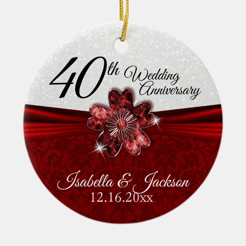 Pretty Rudy Flower Anniversary Keepsake Ceramic Ornament