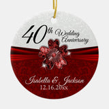 Pretty Rudy Flower Anniversary Keepsake Ceramic Ornament