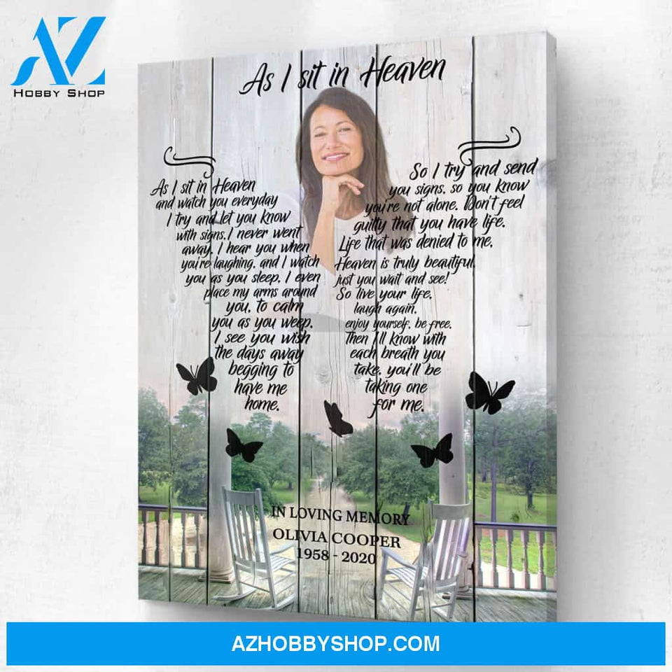 Preview Request - as I Sit in Heaven Rocking Chair Background Personalized Photo Memorial Canvas, Canvas Wall Art Gift for Remembrance
