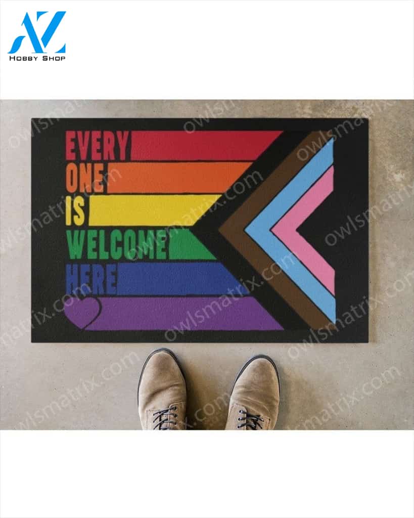 Pride Gift For LGBT Everyone Is Welcome Here LGBT Pride Doormat NHD
