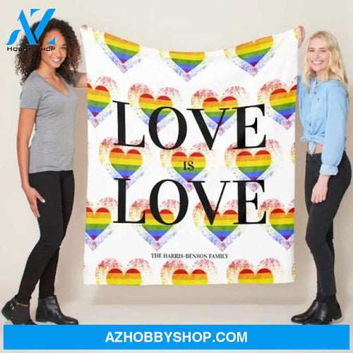 Pride Rainbow Heart Gay lesbian LGBT Families Fleece Blanket