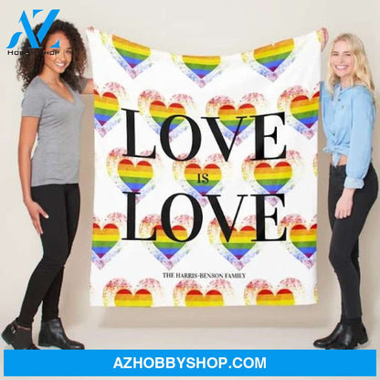 Pride Rainbow Heart Gay lesbian LGBT Families Fleece Blanket