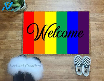 PRIDE Welcome Mat | Welcome Mat | Funny Doormat | Cute Doormat| Custom Doormat |Rainbow Doormat | LGBTQ Doormat