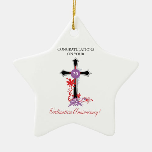 Priest 20Th Ordination Anniversary Black Cross Ceramic Ornament