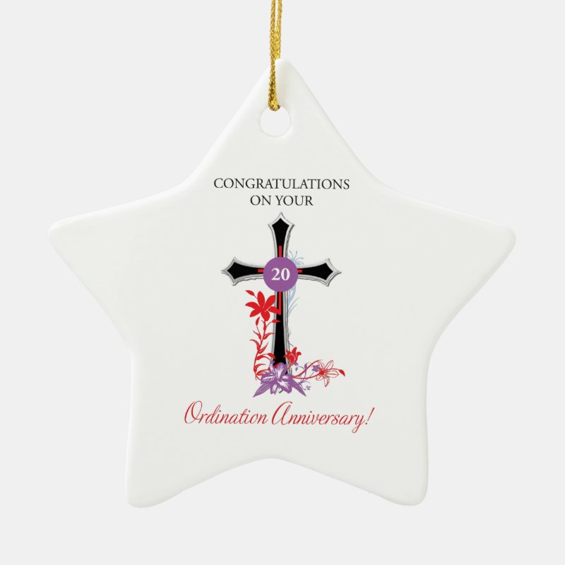Priest 20Th Ordination Anniversary Black Cross Ceramic Ornament