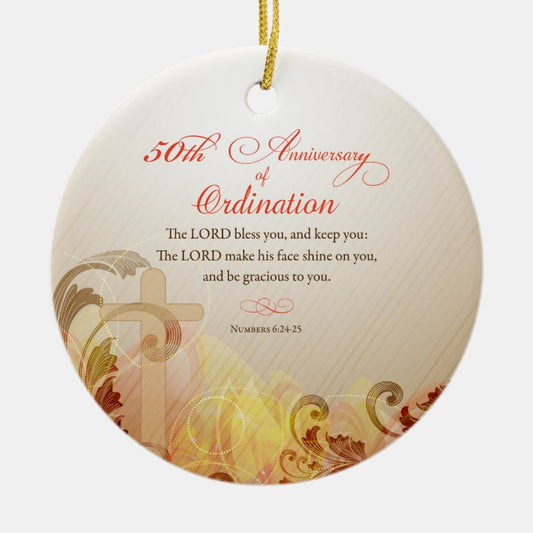 Priest, 50Th Anniversary Of Ordination Blessing Ceramic Ornament