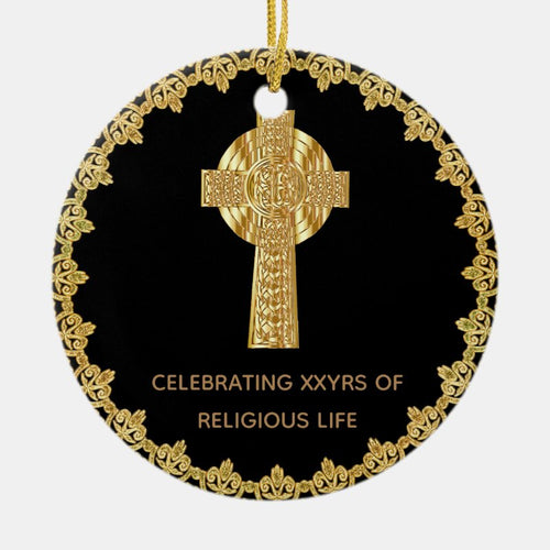 Priest Ordination Anniversary Commemorative Cross Ceramic Ornament