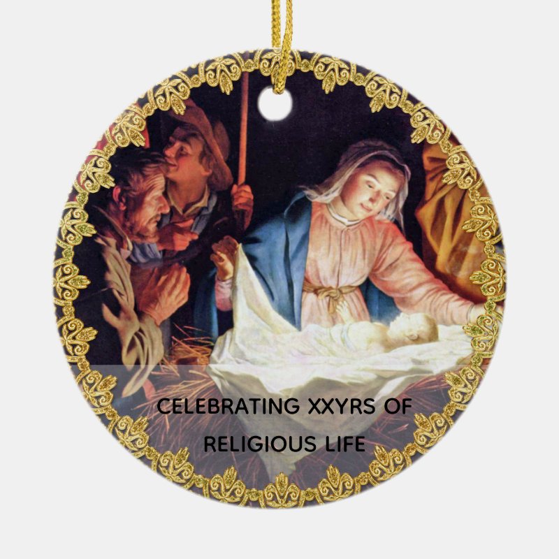 Priest Ordination Anniversary Nativity Custom Ceramic Ornament