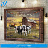 Prints Cow Art Window Beautiful Sunset Scene Live Like Someone Left The Gate Open Poster Canvas Wall Decor Visual Art