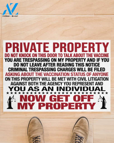 Private Property Do Not Knock On This Door To Talk About The Vaccine Doormat