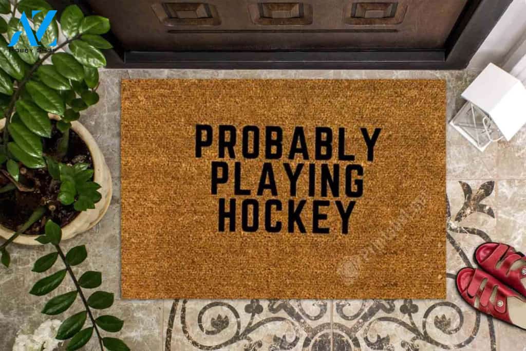 Probably Playing Hockey CLA1710038D Doormat