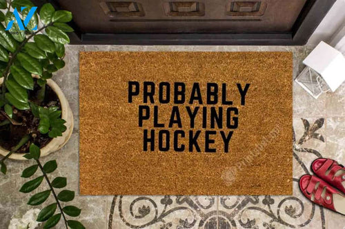 Probably Playing Hockey CLA1710038D Doormat