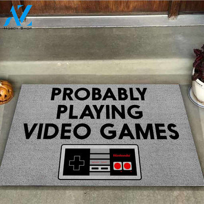 Probably Playing Video Games Doormat Indoor And Outdoor Doormat Warm House Gift Welcome Mat Gift For Magic Lover Family Friend Halloween's Day