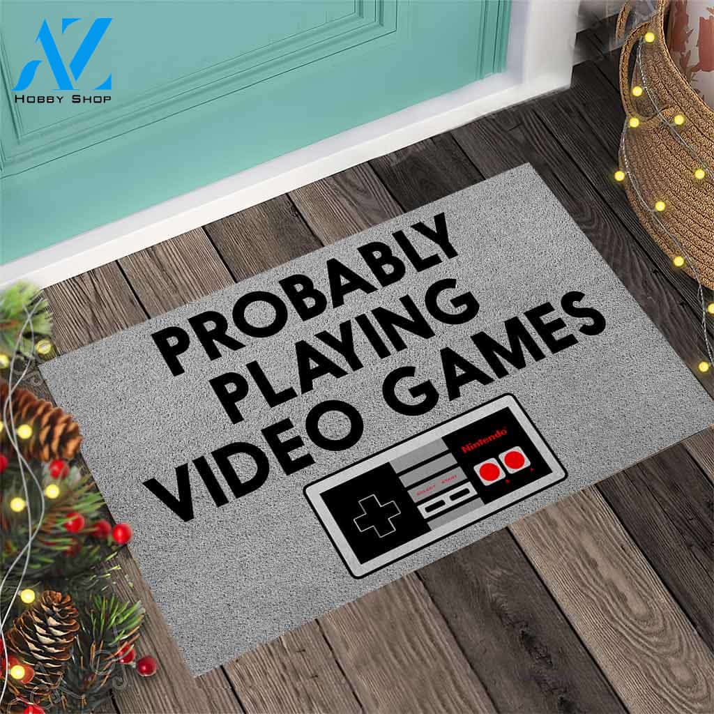 Probably Playing Video Games Doormat Indoor And Outdoor Doormat Warm House Gift Welcome Mat Gift For Magic Lover Family Friend Halloween's Day