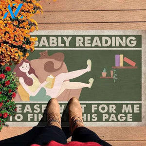 Probably Reading Please Wait For Me To Finish This Page Student Girl Gifts Indoor Outdoor Decorative Doormat