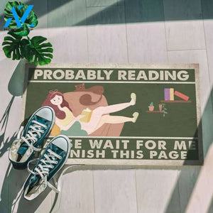 Probably Reading Please Wait For Me To Finish This Page Student Girl Gifts Indoor Outdoor Decorative Doormat