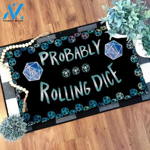 Probably rolling dice D&D Doormat | Welcome Mat | House Warming Gift