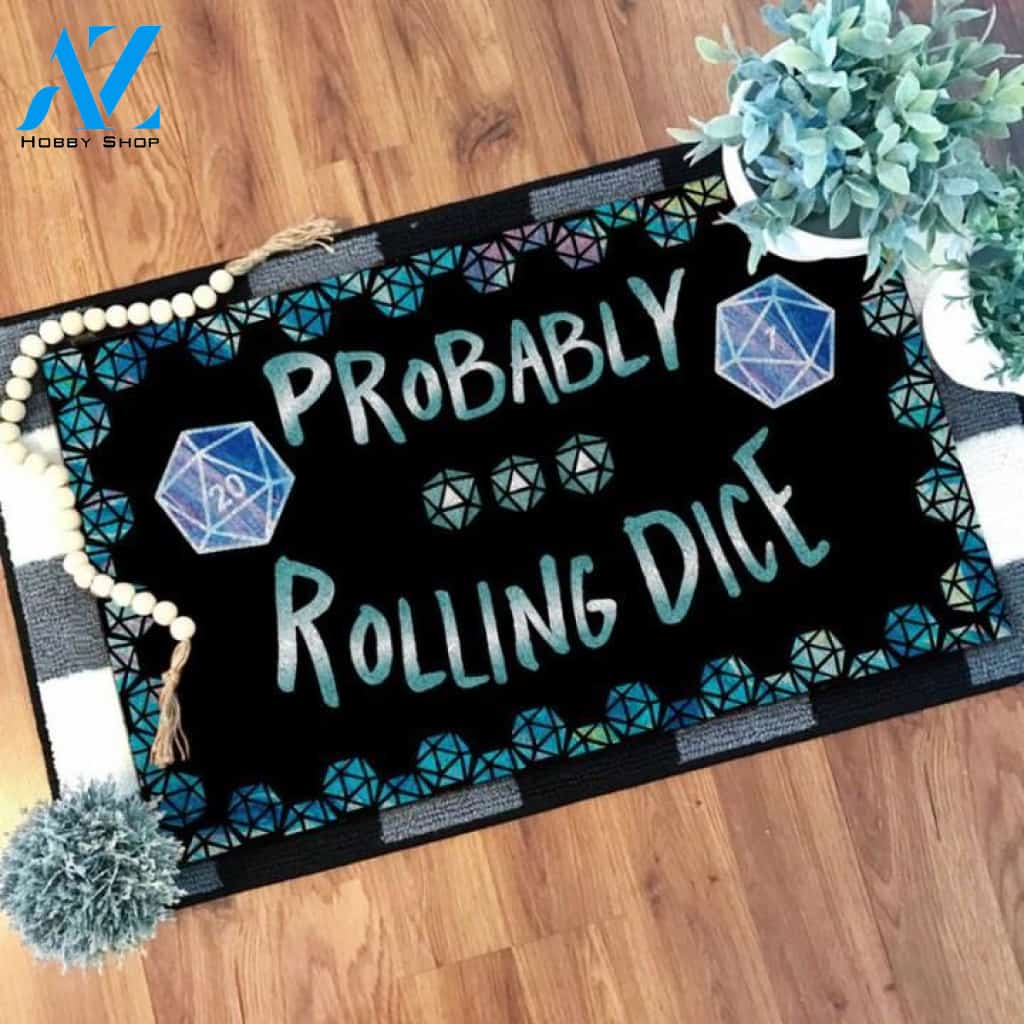 Probably rolling dice D&D Doormat | Welcome Mat | House Warming Gift
