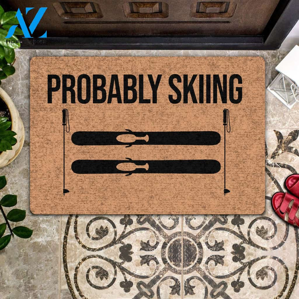 Probably Skiing All Over Printing Doormat | Welcome Mat | House Warming Gift